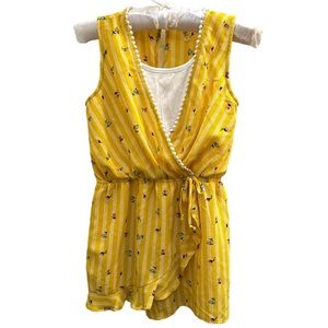Monteau- Girls Romper - Yellow Floral - Size L